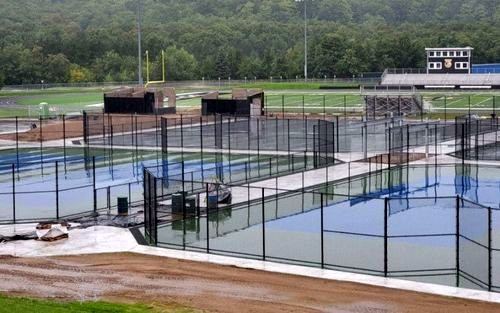 Black vinyl chain-link tennis courts