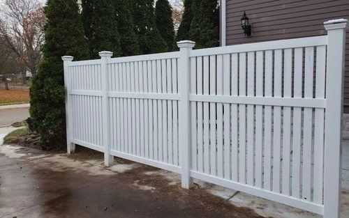 White PVC semi-privacy fence