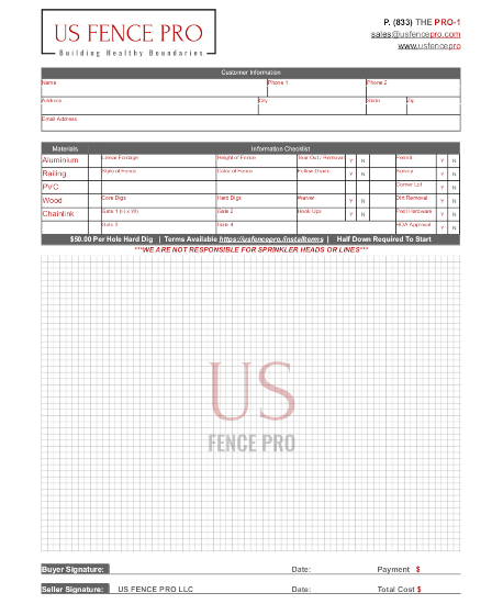 Example of Drawing Contract for US FENCE PRO LLC